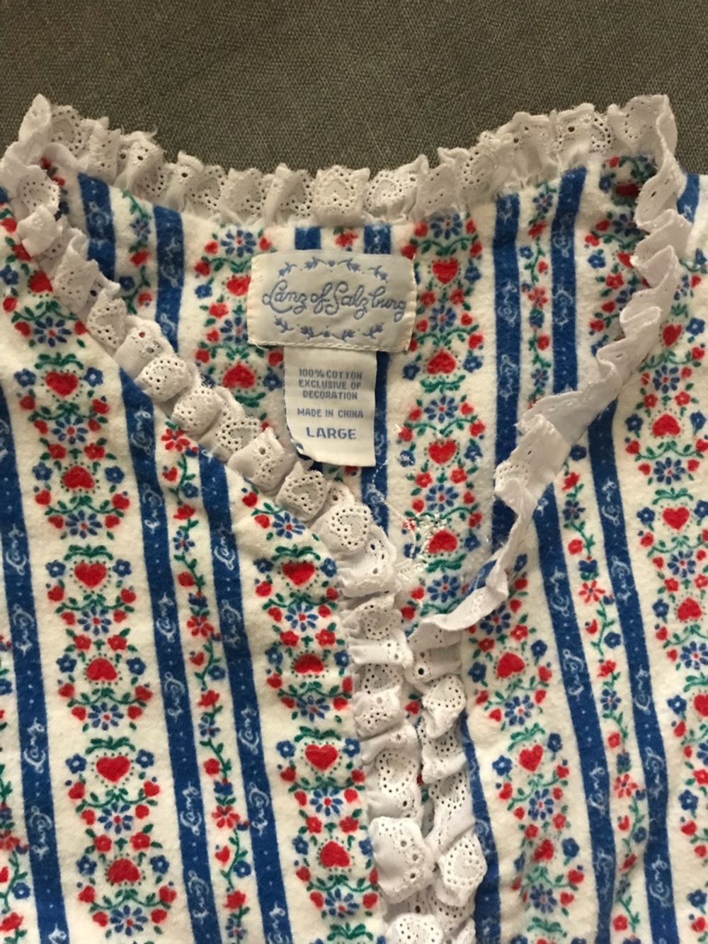 Vintage Cotton Lanz of Salzburg Flannel Nightgown - Picture 12 of 12